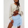 thumbnail image 4 of Women'S Y2k Half Slip Skirt Low Rise Pleated Ruffle LaceTrim Skirt Layered Flowy Short Skirts Underskirt Light Blue XL, 4 of 7