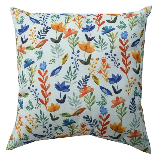Mainstays Decorative Throw Pillow, Bird Floral, 18" 1pc Round Walmart