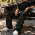 thumbnail image 6 of WULMLEO Men's Wide Leg Sweatpants with Pockets Drawstring Loose Fit Baggy Athletic Pants for Fall Casual Dark Gray 3XL, 6 of 9