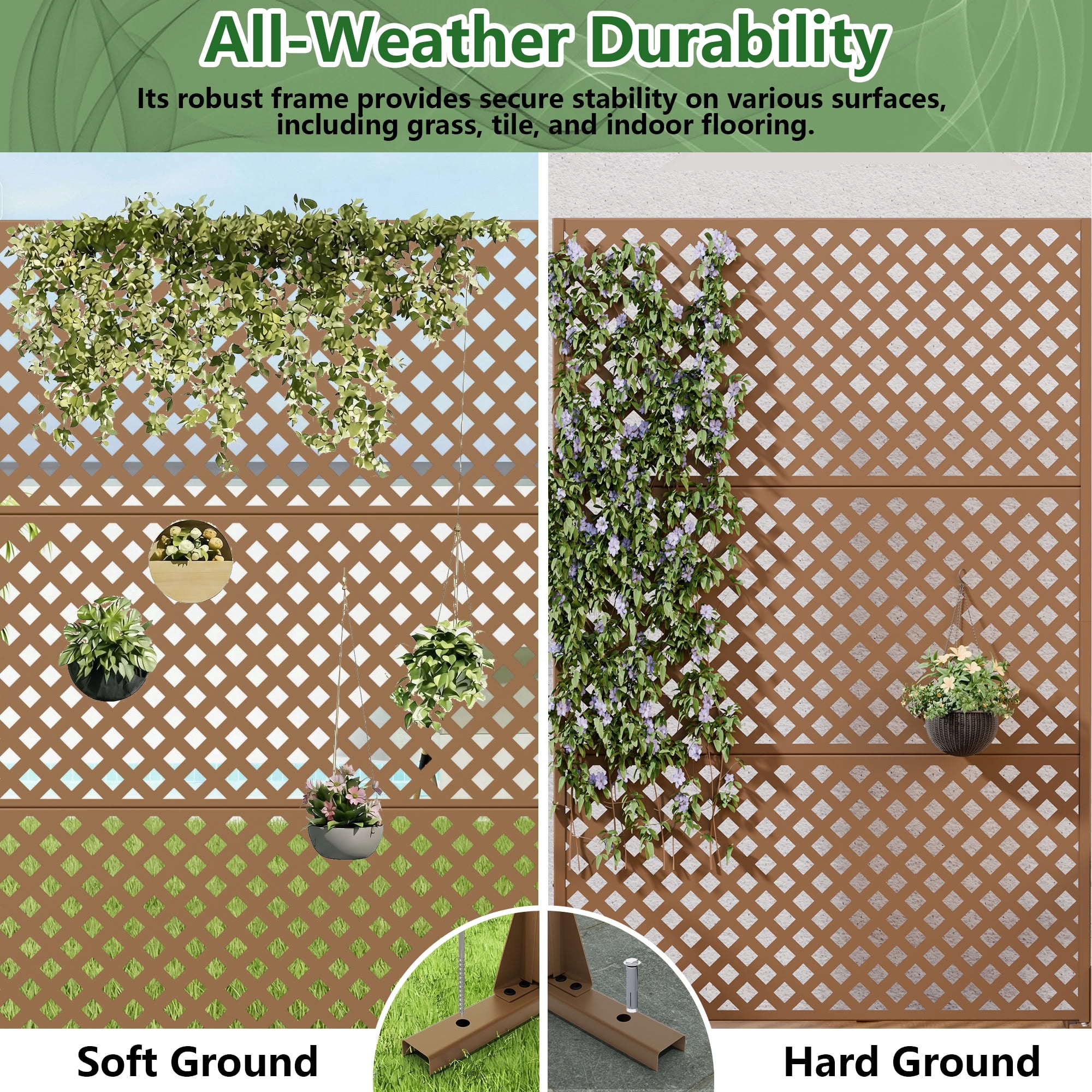MAYEERTY 3 Panels Outdoor Privacy Screen, Metal Decorative Privacy Fence, Privacy Panel for Patio, Balcony, Backyard, Garden