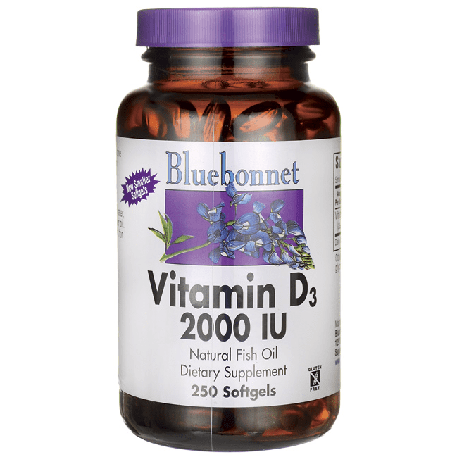 Bluebonnet Nutrition Vitamin D3 2000 IU Softgels, 250 Ct