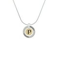 thumbnail image 2 of Delight Jewelry Goldtone Disc 1/2'' Initial - p - Hockey Ring Charm Necklace, 18", 2 of 4