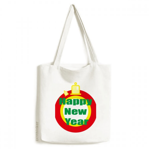 Happy New Year Day Wishes Tote Canvas Bag Shopping Satchel Casual Handbag