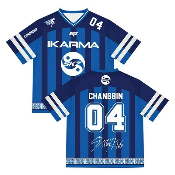 Kpop Stray Kids SKZ Karma Jersey T-shirt V-Neck Short Sleeve Tee Women Men Streetwear Tops