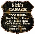 thumbnail image 1 of Nick's Garage Tool Rules Sign Shield Metal Gift 211110003097, 1 of 1