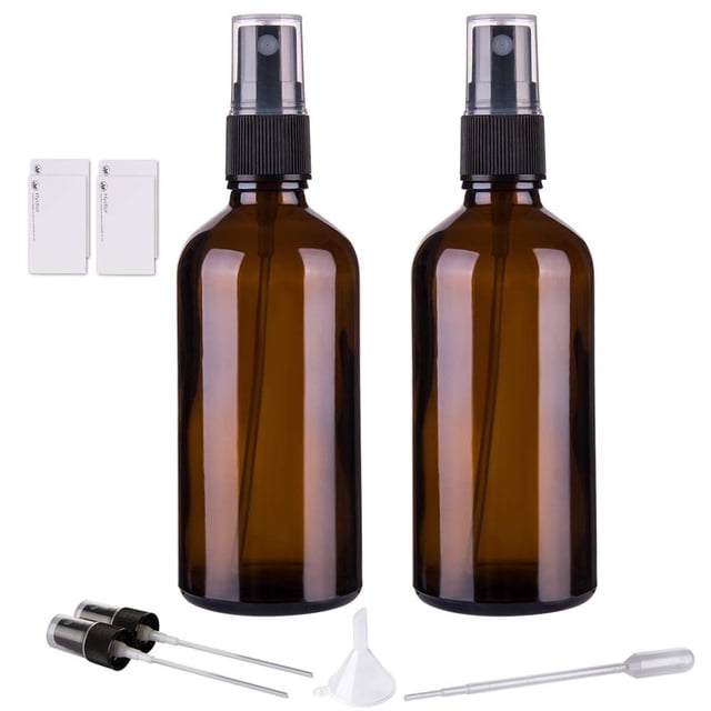 Botellas de aerosol Hydior Amber Glass de 120 ml para aceites esenciales, paquete de 2