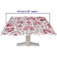 thumbnail image 5 of Elastic Edge Square Fitted Tablecloth, Boho Rainbow Floral Love Heart Polyester Table Cover, for Outdoor Patio and Indoor Kitchen Dining Party, Fit for 34" x 34"Square Table, 5 of 5