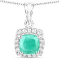 thumbnail image 3 of 3.52 Carat Genuine Emerald and White Topaz .925 Sterling Silver 3 Piece Jewelry Set (Ring, Earrings, and Pendant w/ Chain) QJ Model, 3 of 4