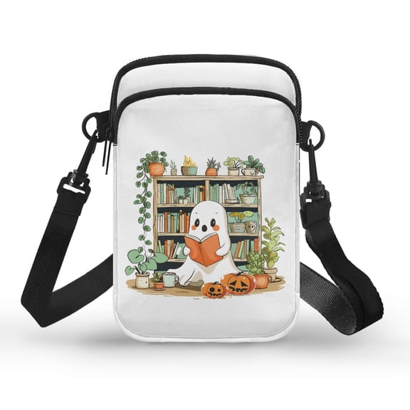 HELLHERO Small Crossbody Purse Polyester with Zipper Closed Cute Ghost Reader for Outdoor Travel Women