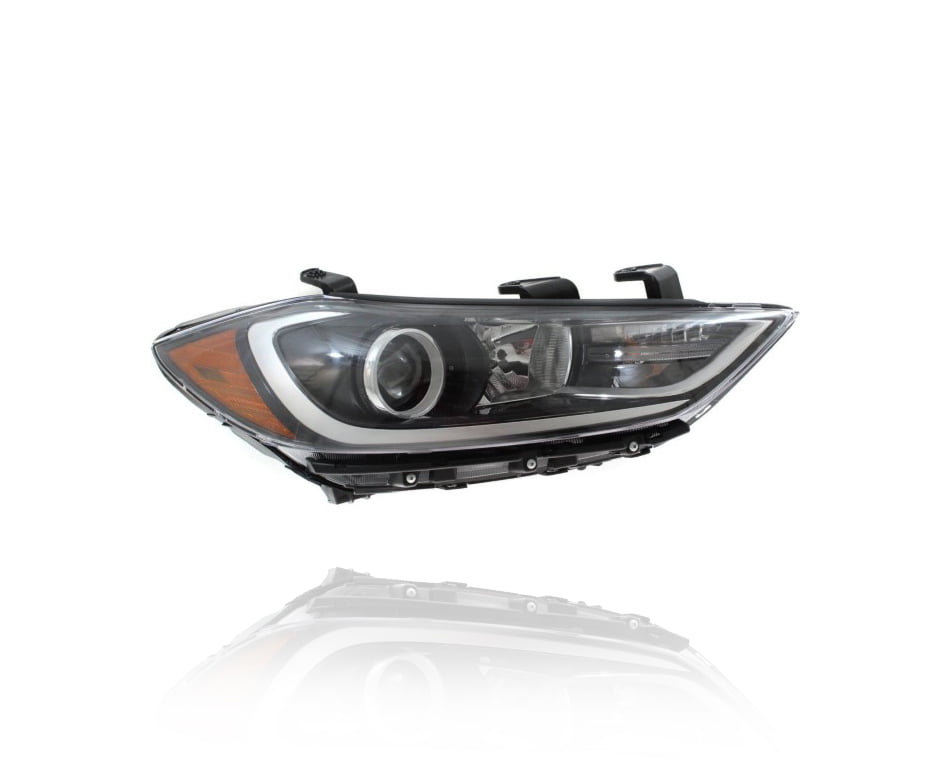 For 17-18 Hyundai Elantra Projector Headlights/Lamps Black Housing Clear Corner 