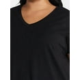 thumbnail image 5 of Terra & Sky Women's Plus Size V-Neck Tee with Short Sleeves, 2-Pack, Sizes 0X-5X, 5 of 7