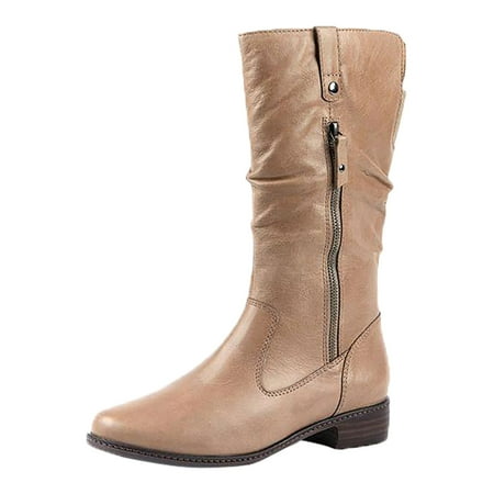 

fvwitlyh Boots for Women Bog Boots Women Winter Wide Calf Women s Zipper Fashion Shoes Soild Color Round Toe Womens Rain Boots Mid Calf Plaid