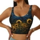 thumbnail image 1 of Balery Oil Starry Sky Sunflower Sujetadores deportivos con espalda cruzada para mujer, acolchados, sin costuras, de alto impacto, ideales para yoga, gimnasio, entrenamiento y fitness.-Medium, 1 of 8