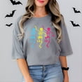 thumbnail image 5 of Three Skeletons Dancing Neon - Women's Garment Dyed Graphic T-Shirt, 5 of 16