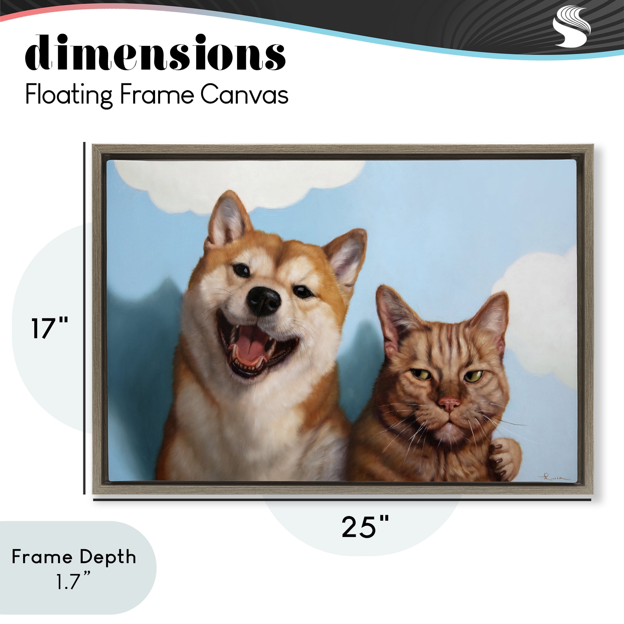 Stupell Industries Adopted Brother Dog & Cat Brown Framed Floater Canvas Wall Art, design by Lucia Heffernan