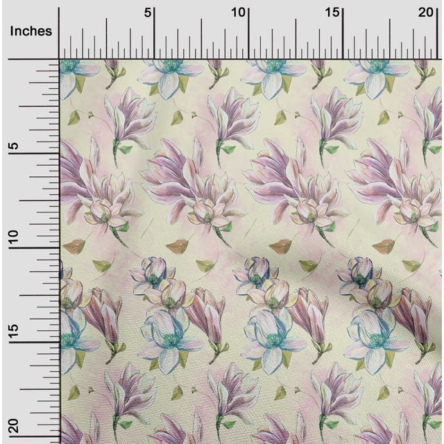oneOone Cotton Flex Pale Yellow Fabric Florals Craft Projects Decor Fabric Printed By The Yard 40 Inch Wide-17Z