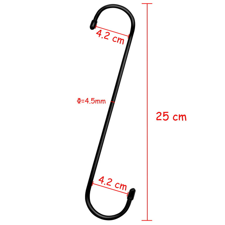 6 Pack Extra Long S Hooks 10 inch X-Large S Shaped Hooks Heavy Duty Black  Hooks for Hanging Plant, Hooks for Closet, Flower, Basket, Patio, Indoor  and