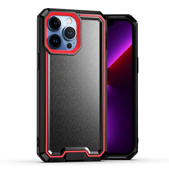 Dteck for iPhone 14 Pro Case 6.1 inch, Heavy Duty Dual Layer Rugged Pocket-Friendly Phone Cover,Durable Military Grade Protection Shockproof Drop Proof Protective Cover for iPhone 14 Pro,Black Red