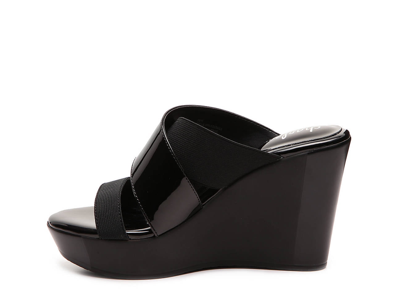Black wedge slip on sandals Clearance