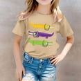 thumbnail image 2 of T-shirts Filles Été Décontracté Imprimé Alligators Col Rond Manches Courtes Hauts Filles Kaki 3-4 Ans, 2 of 5