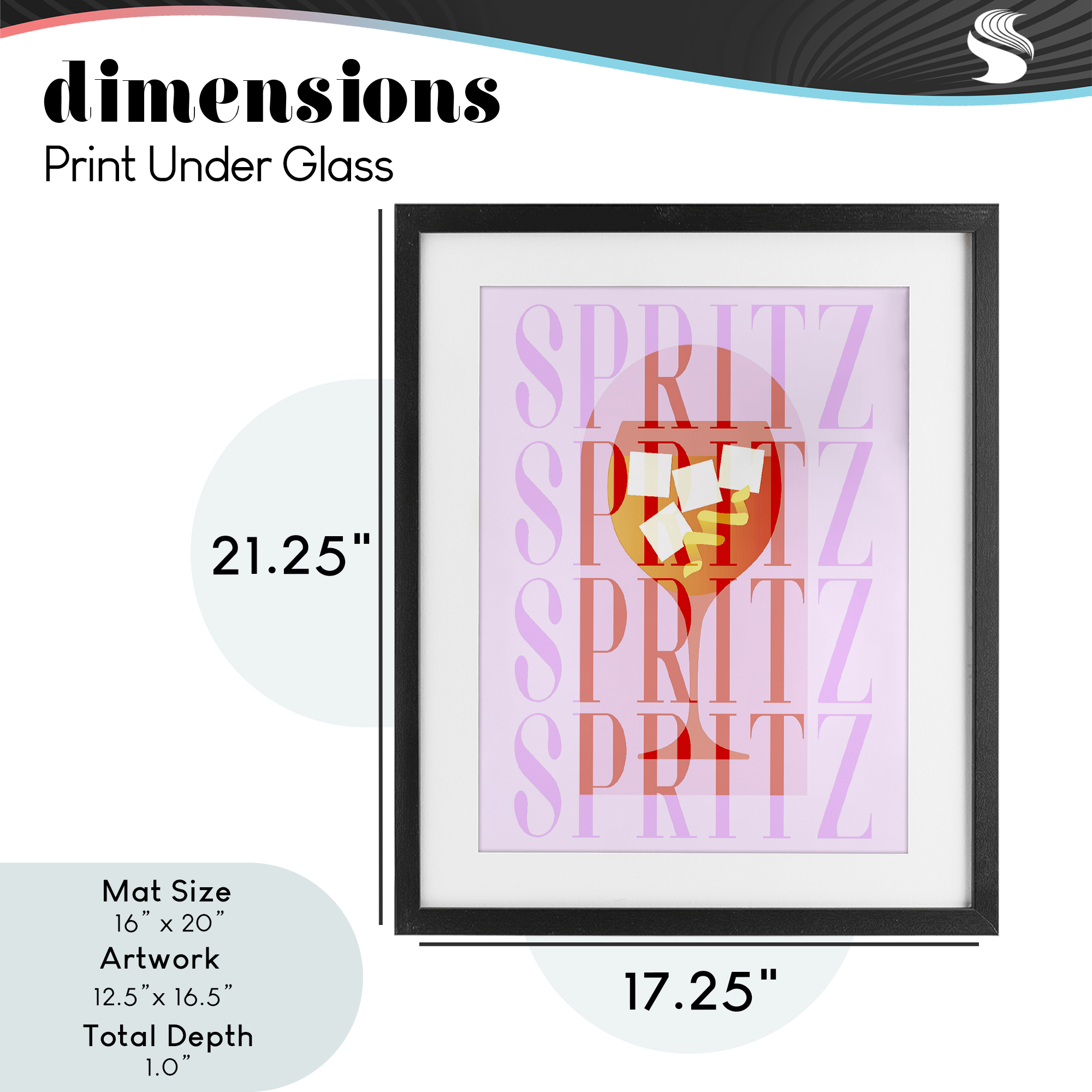 Retro Pastel Spritz Black Framed Print Under Glass, design by Lil' Rue