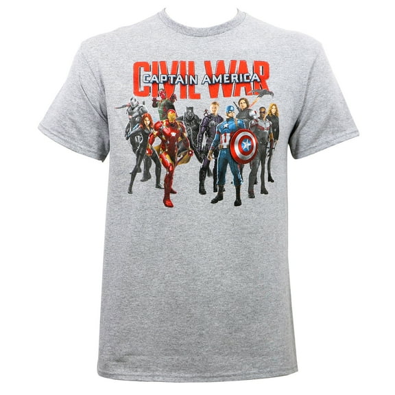 Marvel Civil War Men's Civil Group Shot T-Shirt Heather Grey S