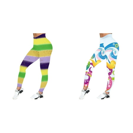 (2-Pack) Rinsvye Women Casual Sports Yoga Plus Size Under Shorts for Women Pants Colorful Printed Womens Pantaloons Bloomers Leggings