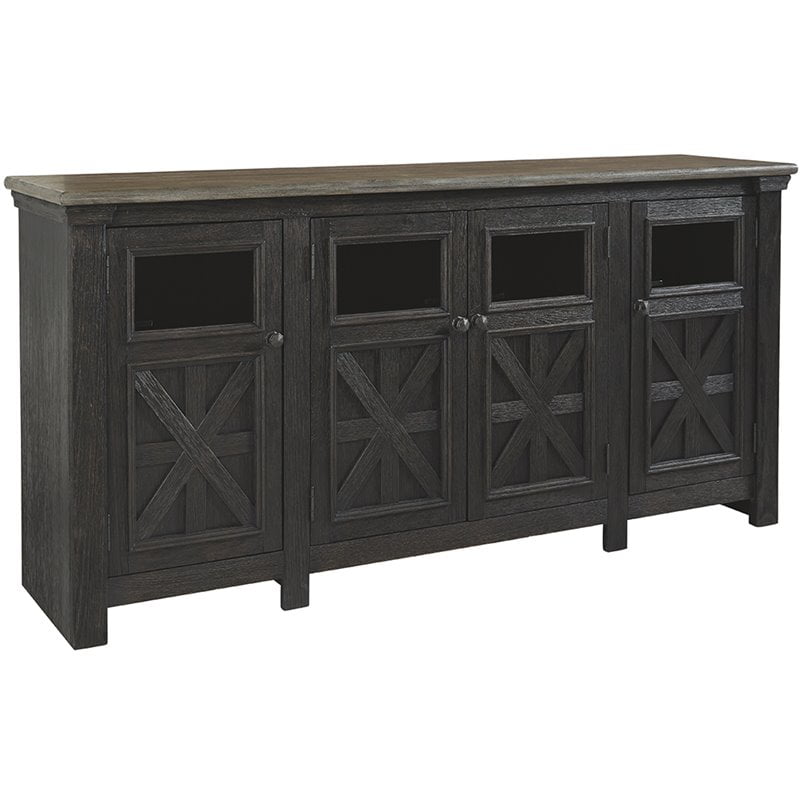 Ashley Furniture Tyler Creek 74"" TV Stand in Black and Gray - Walmart