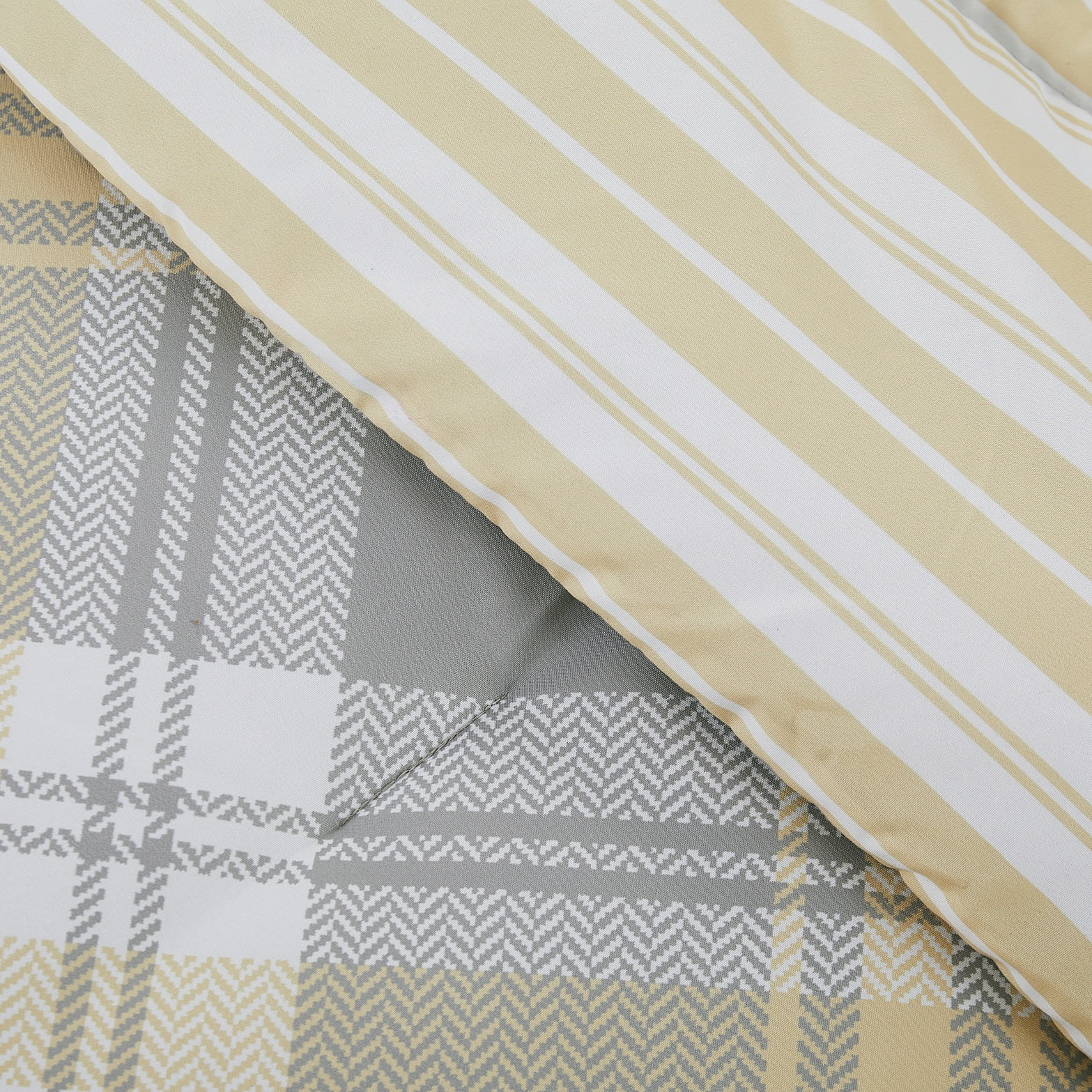 Chaps Kids 2-Piece Reversible Microfiber Comforter and Sham Bedding Set - Diagonal Plaid - Tartan Olive/Brown - Size Twin
