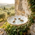 thumbnail image 5 of Bird Bath for Outside,Ceramics Bee Watering Station Bowl with Metal Stake,Flower Shaped Bee Bath for Garden,Yard & Lawn Decor,Green, 5 of 7