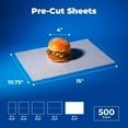 thumbnail image 2 of Fit Meal Prep [500 Pack] 15 x 10.75" Wax Paper Sheets for Food, Interfolded Precut Deli Paper, Pop Up Grease-Proof Sandwich Paper Wraps, Waterproof for Lunch, Food Basket, Microwave Cover, BBQ, 2 of 7