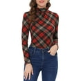 thumbnail image 1 of Haut à Col Roulé à Manches Longues pour Femme Extensible Ajusté Noël Xmas Chemise TG Rouge Noir, 1 of 6