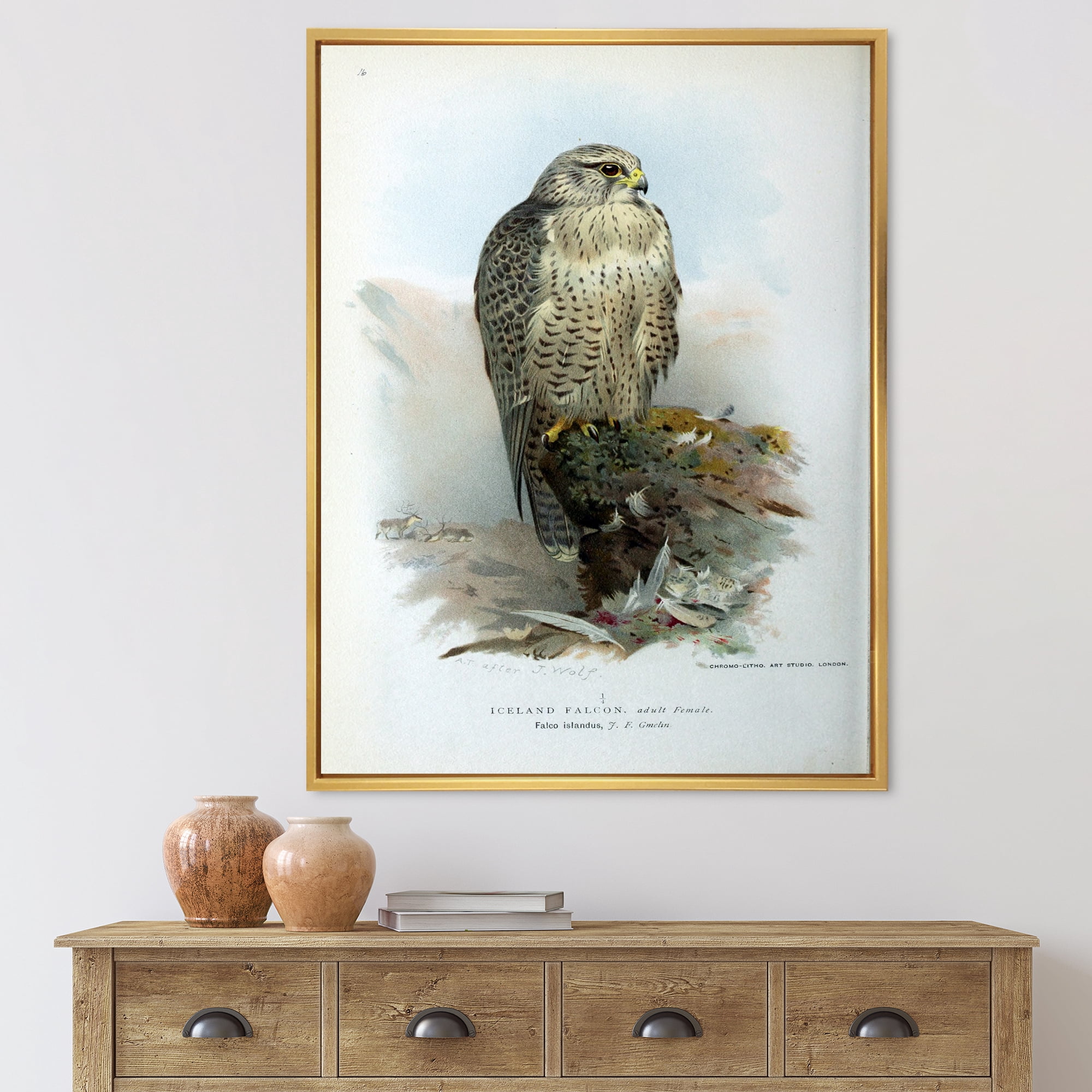 Designart 'Ancient Bird Life V' Traditional Framed Canvas Wall Art Print