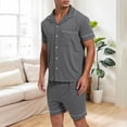 thumbnail image 5 of Kureaily Men's Short Pyjama Set Short Sleeve With Button Placket Sleepwear Leisure Suit Two Piece Sleepwear With Buttons And Pockets Pajama Pants Sleepwear, 5 of 9