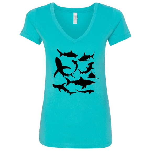 Inktastic School of Sharks Women's V-Neck T-Shirt