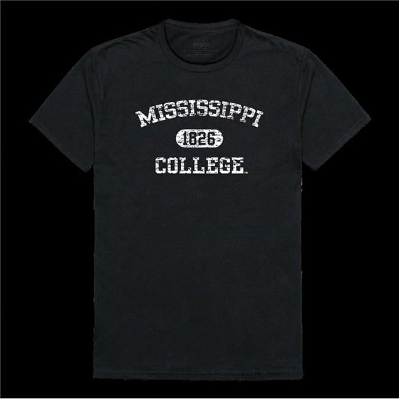 Mississippi College Choctaws Distressed Arch T-Shirt, Black - Medium