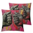 thumbnail image 2 of Acheng Banksy Graffiti Throw Pillow Covers Set of 2,Graffiti Fist Pillow Covers,Vintage Street Graffiti Art Pillowcase for Home Decor,Soft Square Cushion Cover for Sofa Couch Bed White, 2 of 6