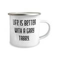 thumbnail image 2 of Brilliant Gray Tabby Cat Gifts, Life is Better With a Gray, Gray Tabby Cat 12oz Camper Mug From Friends, Gifts For Cat Lovers, Birthday mug, Camper mug gift, Mug gift, Gift for birthday, Birthday, 2 of 2