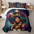 thumbnail image 2 of Castle Fairy Black Woman Graffiti Twin Quilt Set,Abstract WatercolorTwin Coverlet Set,Teal Gold, 2 of 7