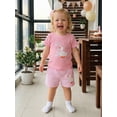 thumbnail image 4 of BemeyourBBs Baby Girl 1st First Birthday Outfit 1 Years Old Birthday Summer Clothes Number Goose Embroidery Short Sleeve T-shirt and Striped Shorts Set Toddler Girls Summer Goose Outfit, 4 of 9