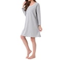 thumbnail image 4 of INSPIRE CHIC Womens Stripe Pajamas Nightshirt Lounge House Dress Sleep Shirts Sleepwear Long Sleeve Nightgowns L Gray, 4 of 6