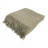 Cozelle Honeycomb Knotted Fringe Throw in Taupe - 50" x 60"