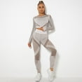 thumbnail image 4 of Itsame Tops and Pants Activewear Set Womens Sweatsuits 2pcs Sets Long Sleeved Women Athletic Outfit Sets Brown Size L, 4 of 7