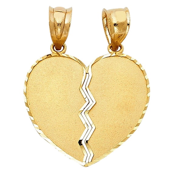 14K Couple Broken Heart Pendant