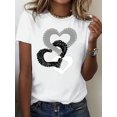 thumbnail image 1 of Stylish Regular Size Women'S Round Neck Short Sleeve T - Shirt with Breathable Fabric and Interlocked Heart Creative Pattern for Casual Wear, 1 of 6