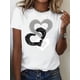 thumbnail image 1 of Stylish Regular Size Women'S Round Neck Short Sleeve T - Shirt with Breathable Fabric and Interlocked Heart Creative Pattern for Casual Wear, 1 of 6