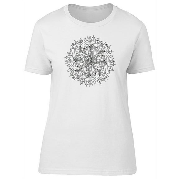 B&W Mandala Of Leaves Tee Women's -Image by Shutterstock