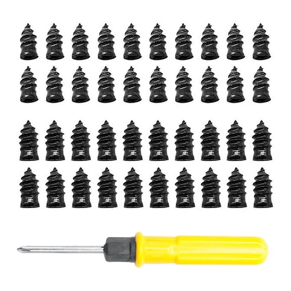 40PCS Tire Repair Rubber Nail, Tire Repair Rubber Screws Black, Fast Tool Self-Service Tire Repair Nail (20S 20L)