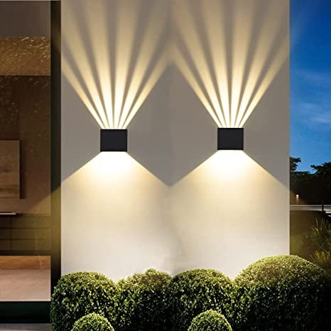 2 x Wall Light Indoor/Outdoor Modern Up Down Design 6 W LED Wall Light Aluminium 3000 K Warm White Waterproof IP65 Outdoor Lights for Bedroom, Home, Hallway, Living Room