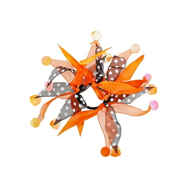 Way to Celebrate Halloween Embellished Hair Elastic/Scrunchie, Black and Orange, 1 Piece